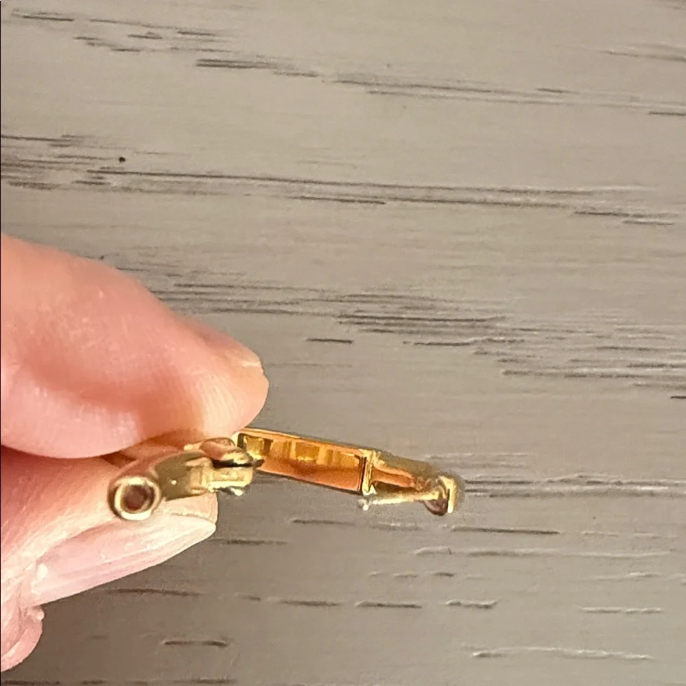 Gold Rectangular Lock Hoop Earrings